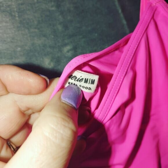 Aerie Womens M BikiniSwim Top Pink Adjustable Strappy Bralette Resortwear Baddie - Picture 3 of 5